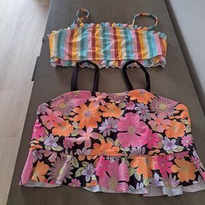 Brand New Bundle Wonder Nation Girls Ruffle Swim Tankini Colorful UPF 50+ Sz 18